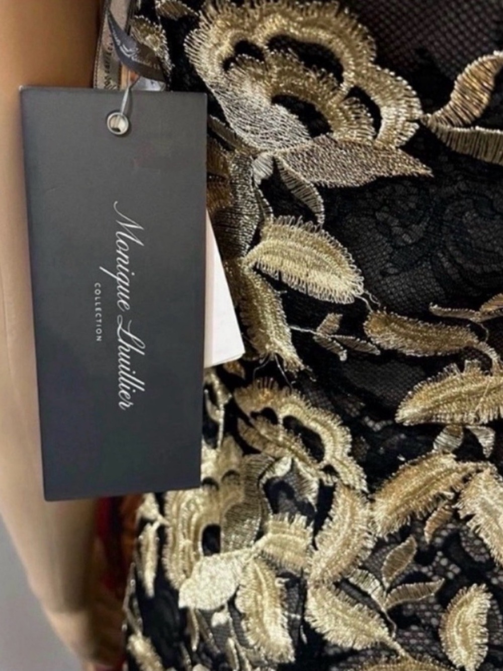 NWT Monique L’huillier Noir Embroidered Lace Dress- 4 - Picture 7 of 16